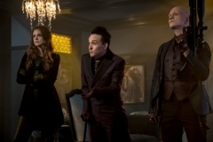 GOTHAM: L-R: Maggie Geha, Robin Lord Taylor and Anthony Carrigan in "The Fear Reaper" episode of GOTHAM airing Thursday, Sept. 28 (8:00-9:01 PM ET/PT) on FOX. ©2017 Fox Broadcasting Co. Cr: Jeff Neumann/FOX.